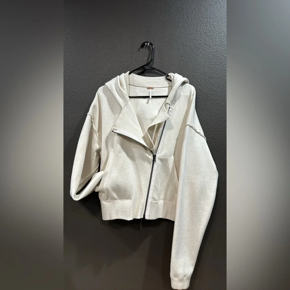 Free people Georgia sweater hoodie cream moto cut - Picture 3 of 11